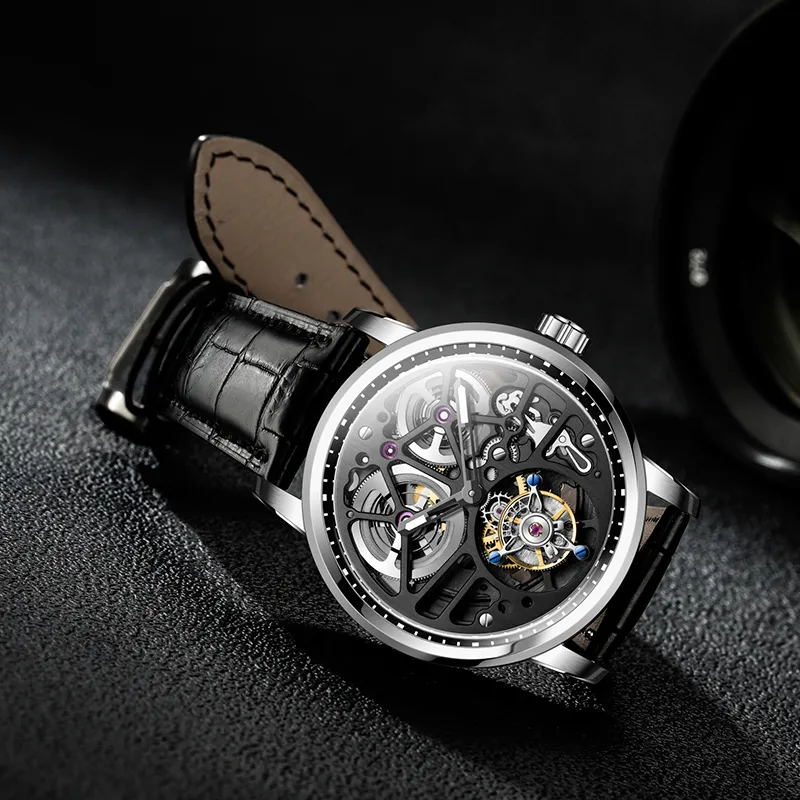 HaofaTourbillon 1930 Automatic Mechanical Movement Watch Men's Watches Cut-Out Dial-6