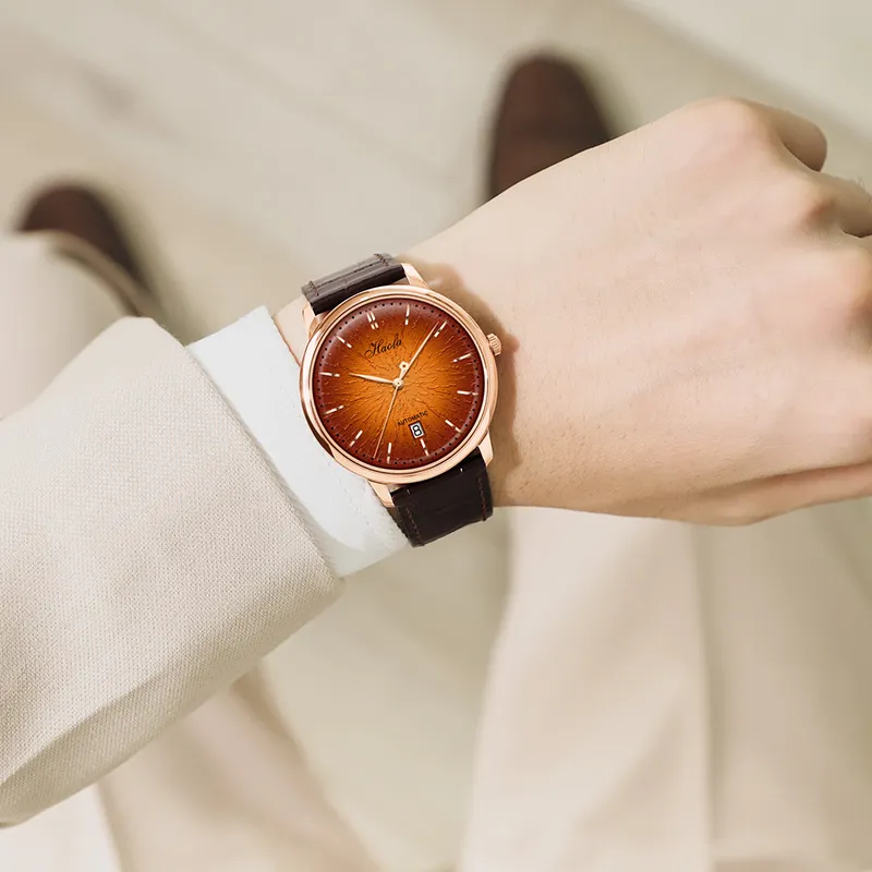 HaofaTourbillon 1608 Automatic Mechanical Movement Watch Men's Watches Orange Watch Dial-1