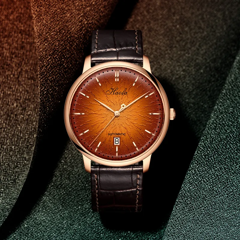 HaofaTourbillon 1608 Automatic Mechanical Movement Watch Men's Watches Orange Watch Dial-2