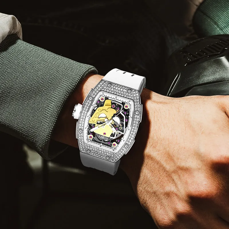 HaofaTourbillon Automatic Mechanical Movement Rubber Strap Watch Men's Watches Cut-Out Dial-7