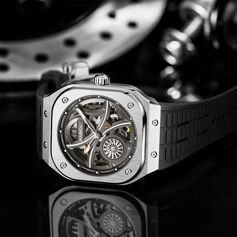 HaofaTourbillon Automatic Mechanical Movement Watch Men's Watches Cut-Out Dial 1962-HF-9