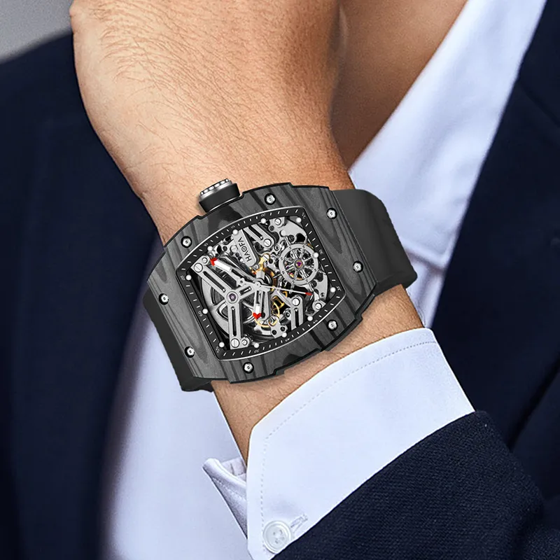 HaofaTourbillon Automatic Mechanical Movement Watch Men's Watches Black Dial 1982-A-2