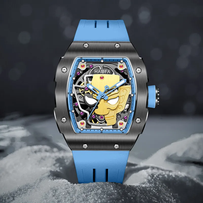 HaofaTourbillon Mechanical Movement Rubber Strap Watch Men's Watches Black Dial-11