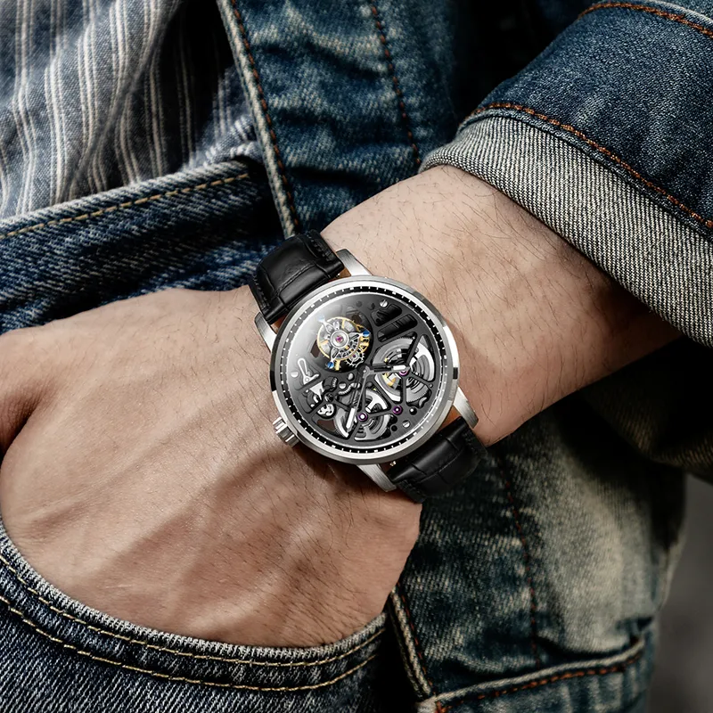 HaofaTourbillon 1930 Automatic Mechanical Movement Watch Men's Watches Cut-Out Dial-9