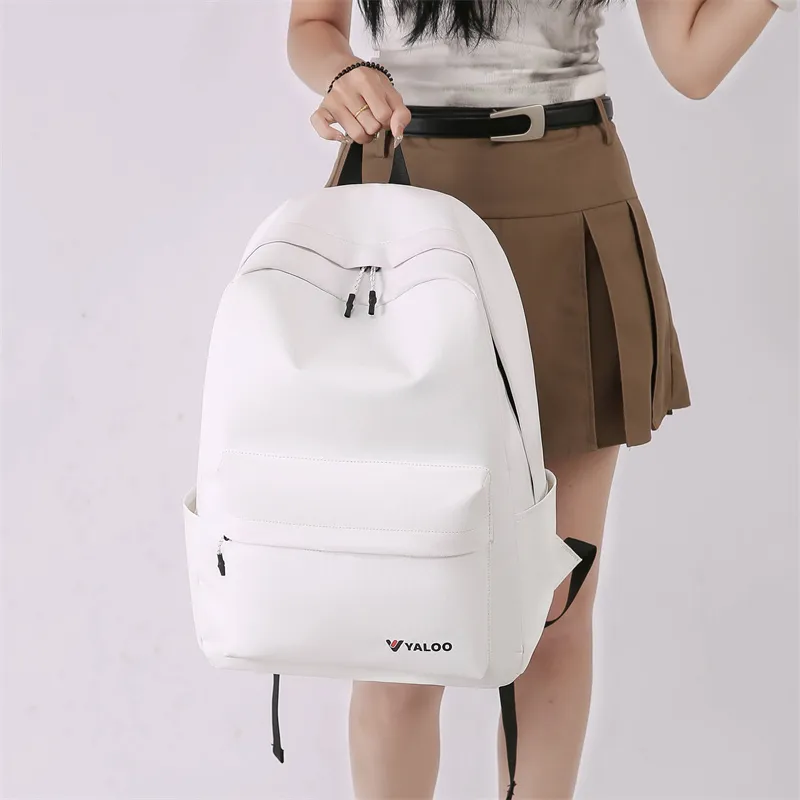 Yalu Waterproof Fabric Backpack Regular Unisex Black/White-4