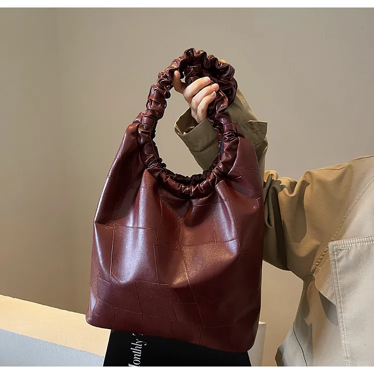 Yalu PU Tote Bag, Shoulder Bag Regular Women's Coffee/Black/Burgundy/Silver/Ecru-8