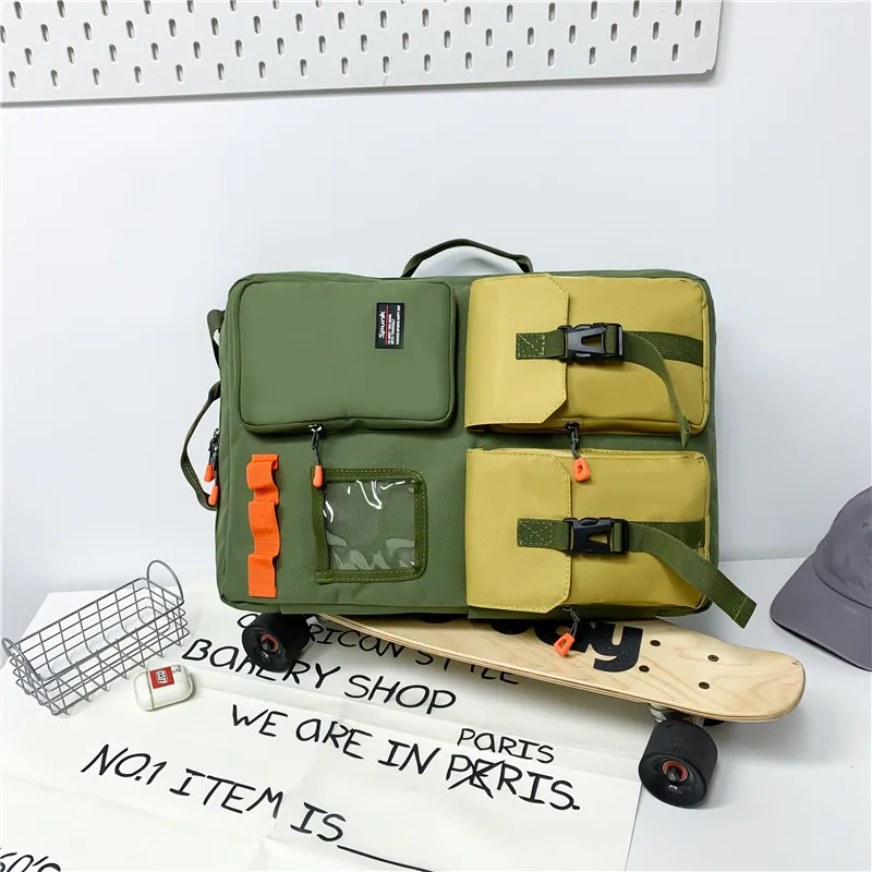 Yalu Oxford Backpack Regular Unisex Black/Green/Blue-10
