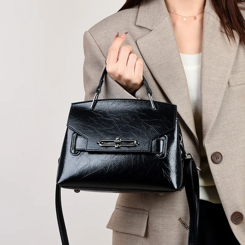 Yalu Waxed Leather Shoulder Bag, Crossbody Bag, Handbag Women's Multicolor-1