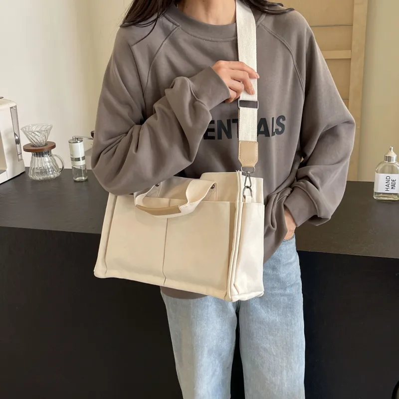 Yalu Canvas Canvas Bag One Shoulder Handbag Regular Women's Green/Yellow/Ecru/Pink/Black-17