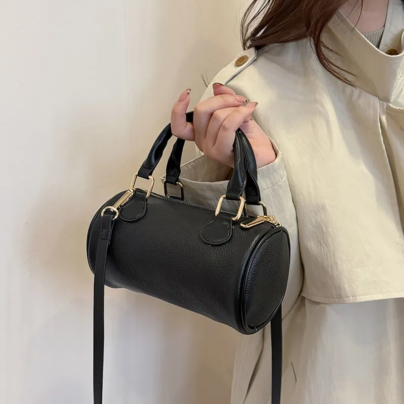 Yalu Cow Leather Cylinder Bag, Shoulder Bag, Crossbody Bag, Handbag Regular Women's Multicolor-1
