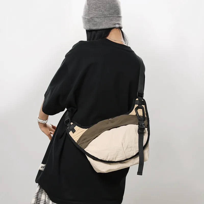 Yalu Nylon Shoulder Bag Regular Unisex Beige Yellow/Black/Orange/Camel-1