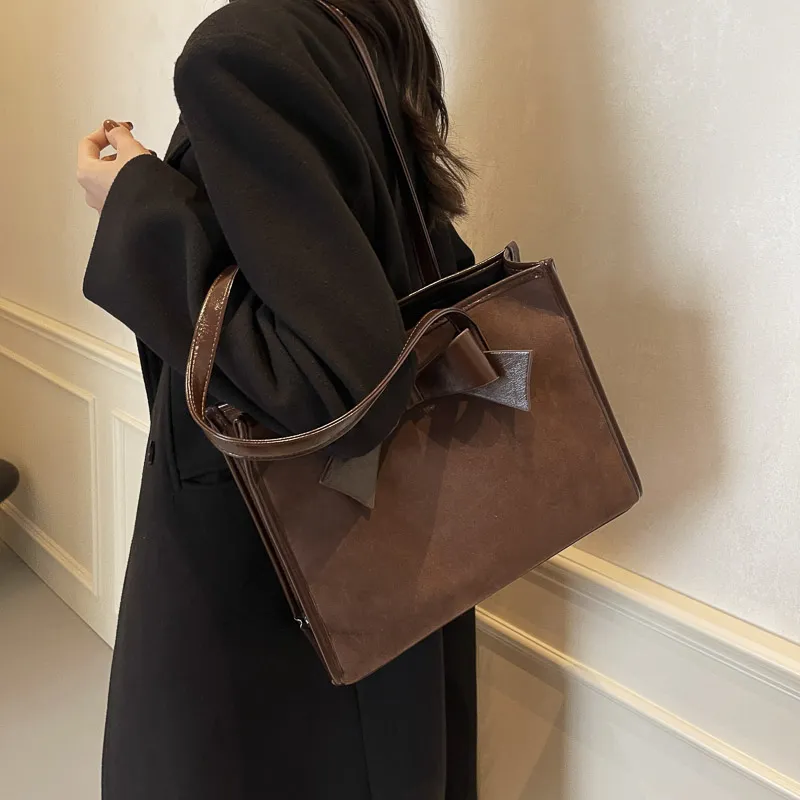 Yalu Leather Velvet Handbag, Shoulder Bag Regular Women's Burgundy/Coffee/Brown-7