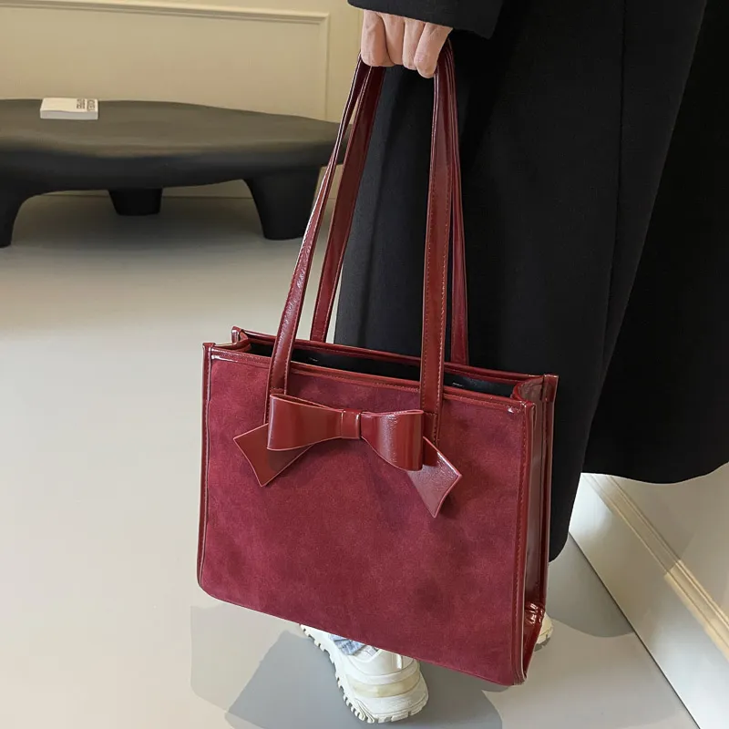 Yalu Leather Velvet Handbag, Shoulder Bag Regular Women's Burgundy/Coffee/Brown-11