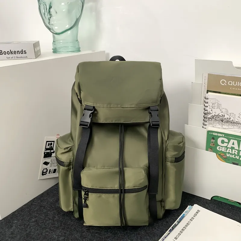 Yalu Nylon Backpack Regular Unisex Light Green/Pink/Khaki/Army Green/Blue/Black-9