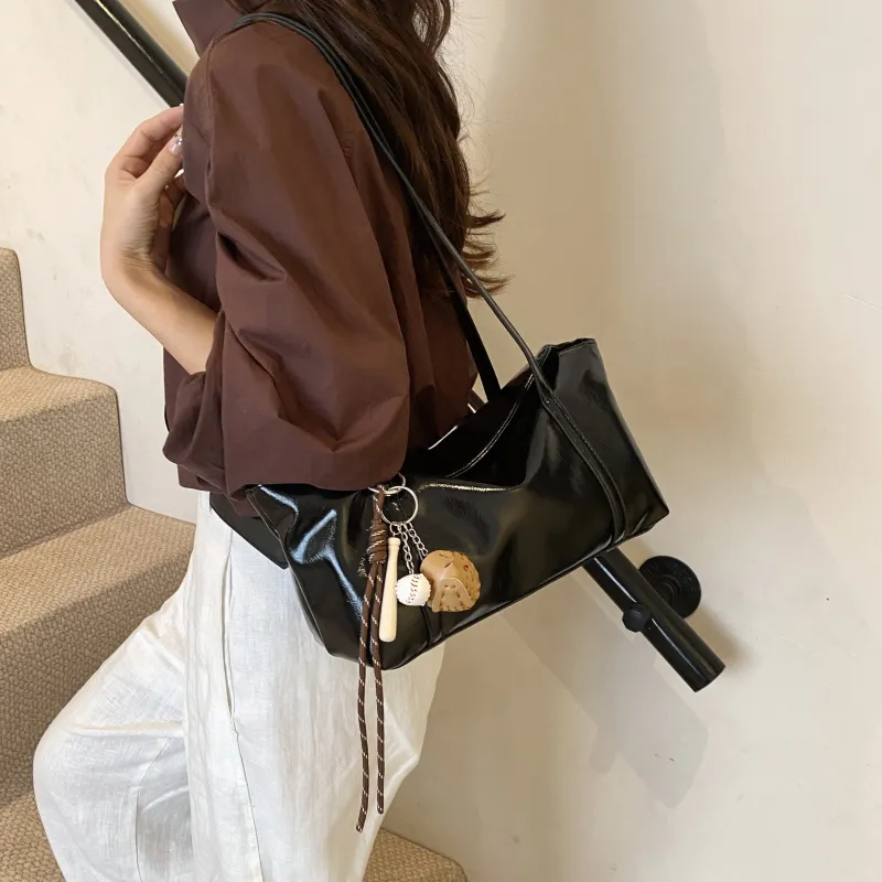 Yalu PU Shoulder Bag Regular Women's Coffee/Burgundy/Black/Khaki Brown-16