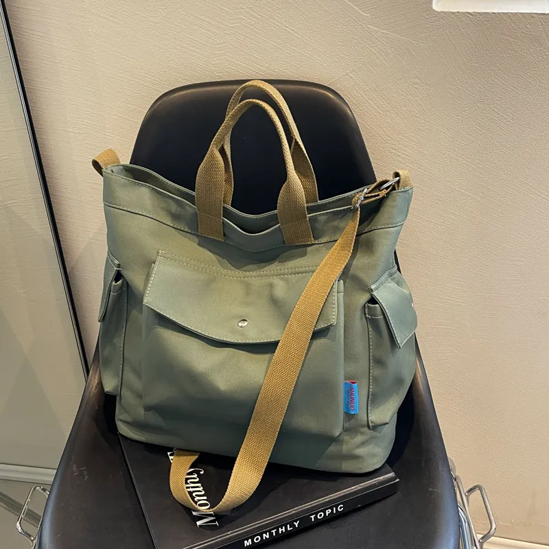 Yalu Canvas Shoulder Bag, Crossbody Bag, Handbag Regular Women's Black/Ecru/Brown/Green-18
