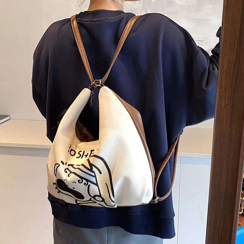 Yalu PU Double Shoulder Portable Crossbody Bag, Shoulder Bag Regular Women's Black/White/Khaki-5