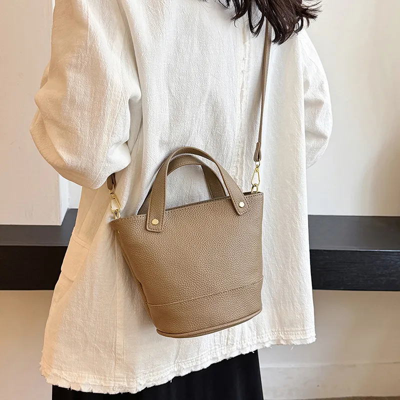 Yalu Top Grain Cow Leather Bucket Bag, One Shoulder Handbag Regular Women's Multicolor-16