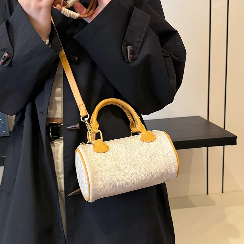 Yalu Cow Leather Cylinder Bag, Shoulder Bag, Crossbody Bag, Handbag Regular Women's Multicolor-15