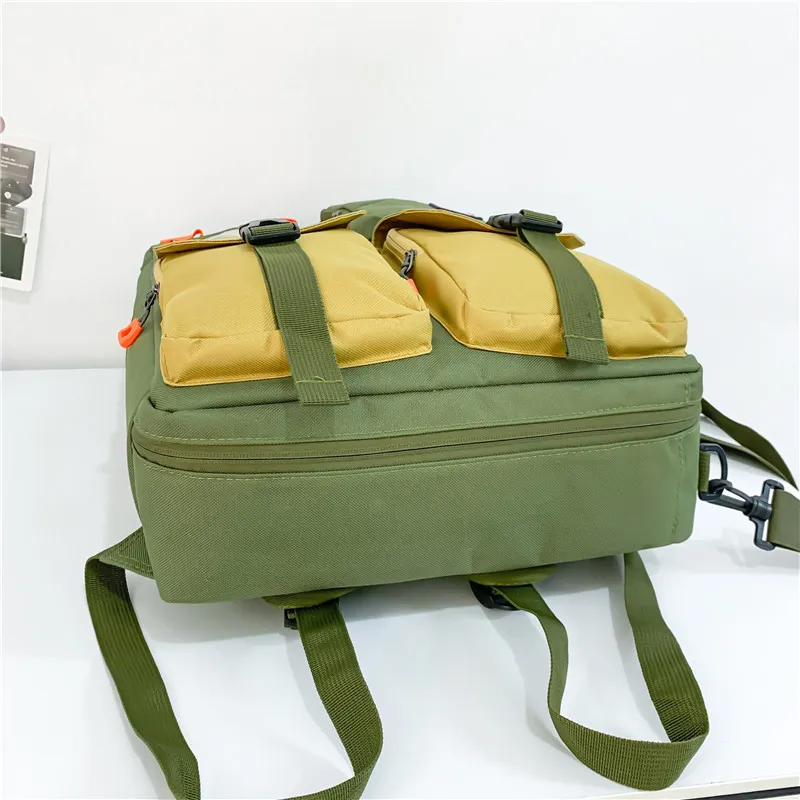 Yalu Oxford Backpack Regular Unisex Black/Green/Blue-11
