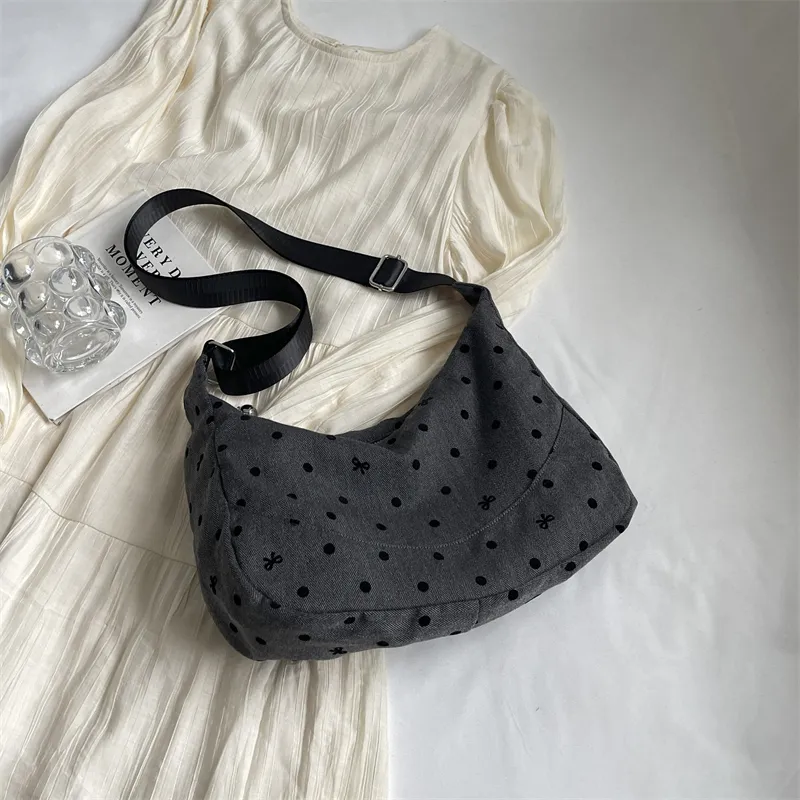 Yalu Nylon Portable Crossbody Bag, Shoulder Bag Regular Women's Polka Dot/Plaid-3