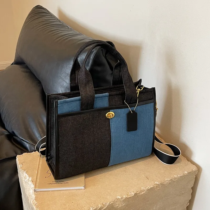 Yalu Denim Crossbody Handbag Regular Unisex Black/Dark Blue/Light Blue-2