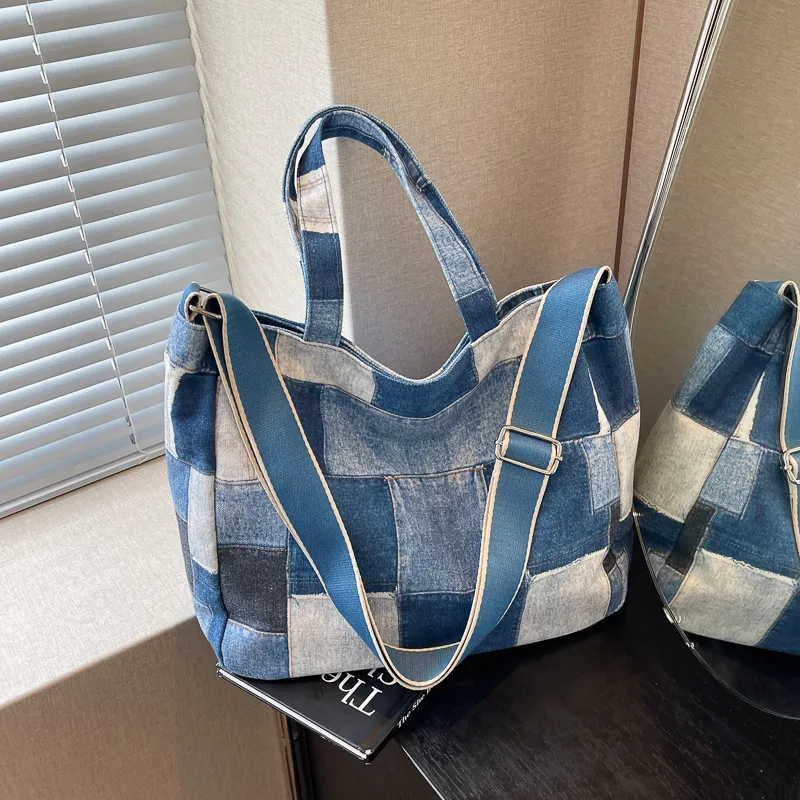 Yalu Fabric Tote One Shoulder Handbag Regular Women's Blue/Brown/Black-1