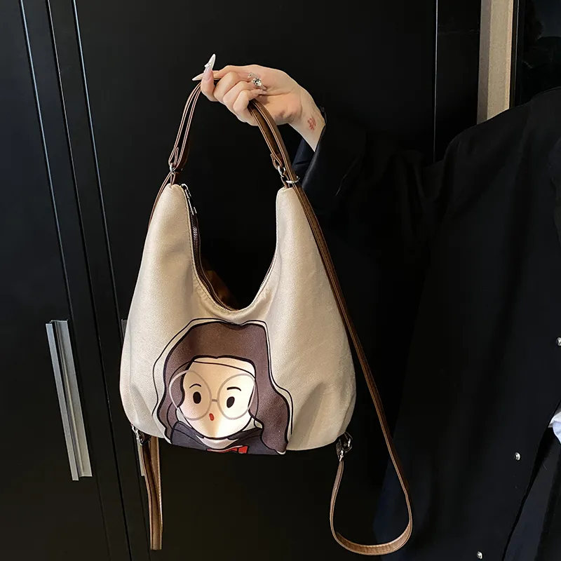 Yalu PU Double Shoulder Portable Crossbody Bag, Shoulder Bag Regular Women's Black/White/Khaki-9