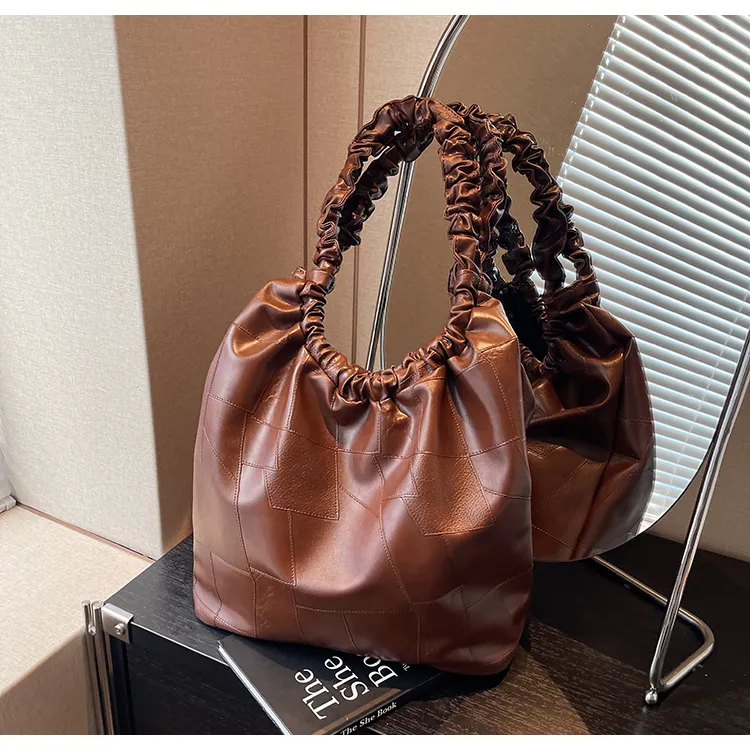 Yalu PU Tote Bag, Shoulder Bag Regular Women's Coffee/Black/Burgundy/Silver/Ecru-7