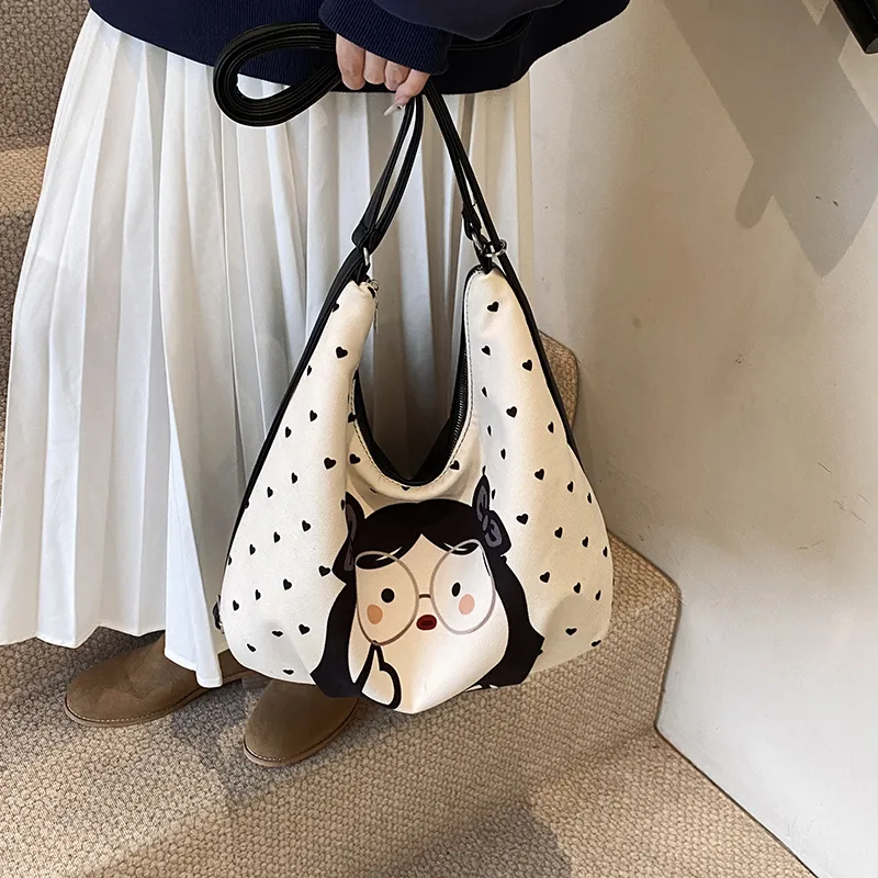 Yalu PU Double Shoulder Portable Crossbody Bag, Shoulder Bag Regular Women's Black/White/Khaki-1