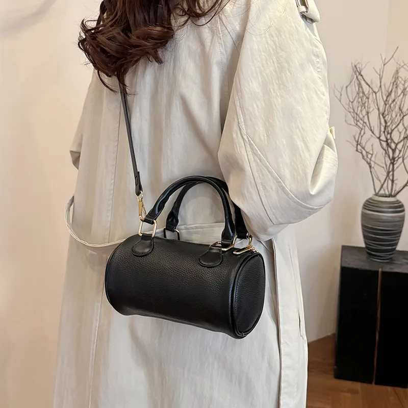 Yalu Cow Leather Cylinder Bag, Shoulder Bag, Crossbody Bag, Handbag Regular Women's Multicolor-5