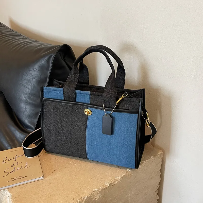 Yalu Denim Crossbody Handbag Regular Unisex Black/Dark Blue/Light Blue-1