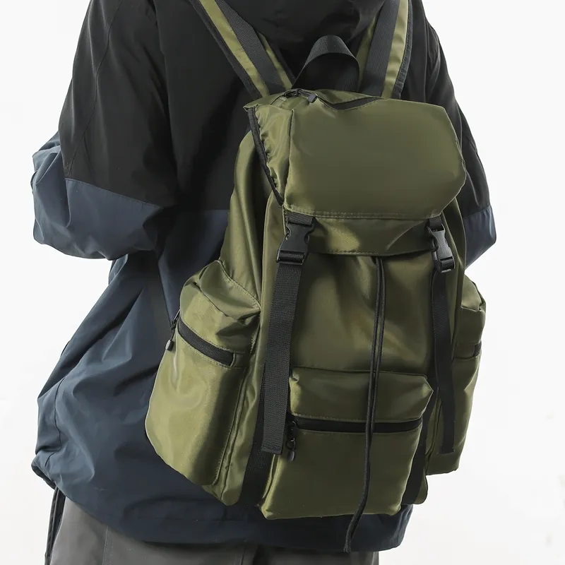 Yalu Nylon Backpack Regular Unisex Light Green/Pink/Khaki/Army Green/Blue/Black-12