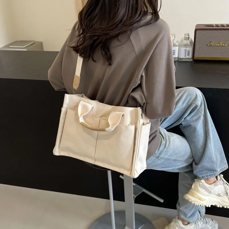 Yalu Canvas Canvas Bag One Shoulder Handbag Regular Women's Green/Yellow/Ecru/Pink/Black-16