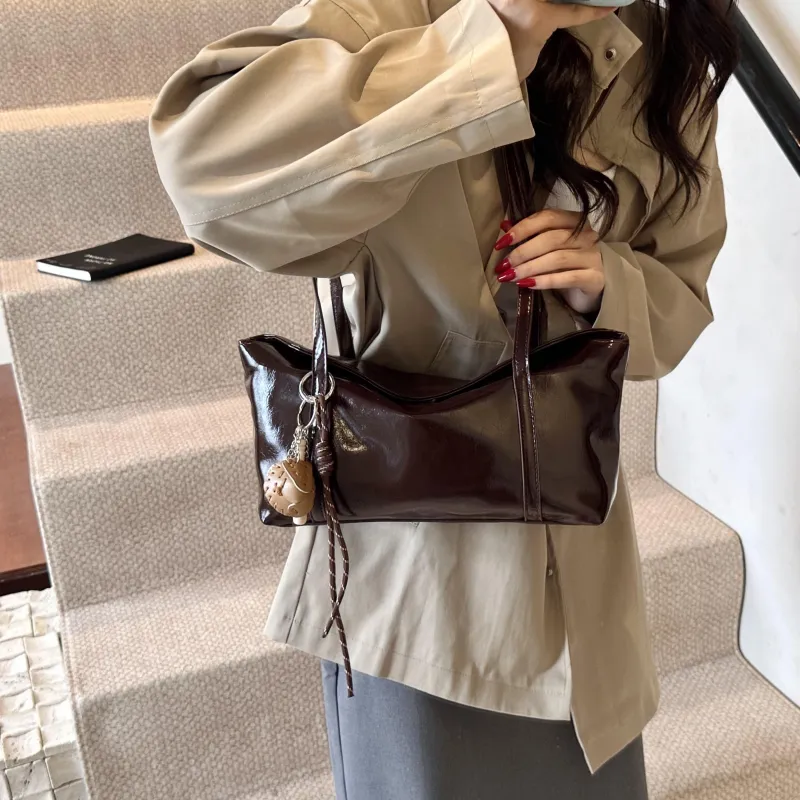 Yalu PU Shoulder Bag Regular Women's Coffee/Burgundy/Black/Khaki Brown-7