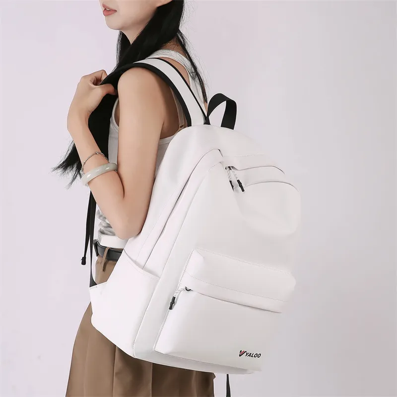 Yalu Waterproof Fabric Backpack Regular Unisex Black/White-5