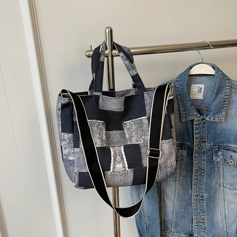 Yalu Fabric Tote One Shoulder Handbag Regular Women's Blue/Brown/Black-9