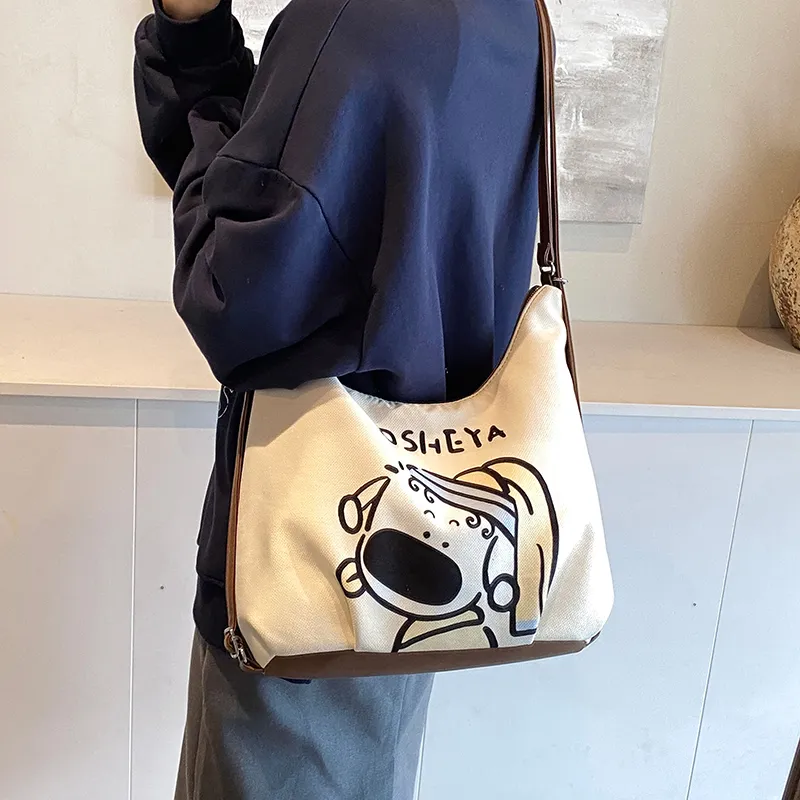 Yalu PU Double Shoulder Portable Crossbody Bag, Shoulder Bag Regular Women's Black/White/Khaki-7