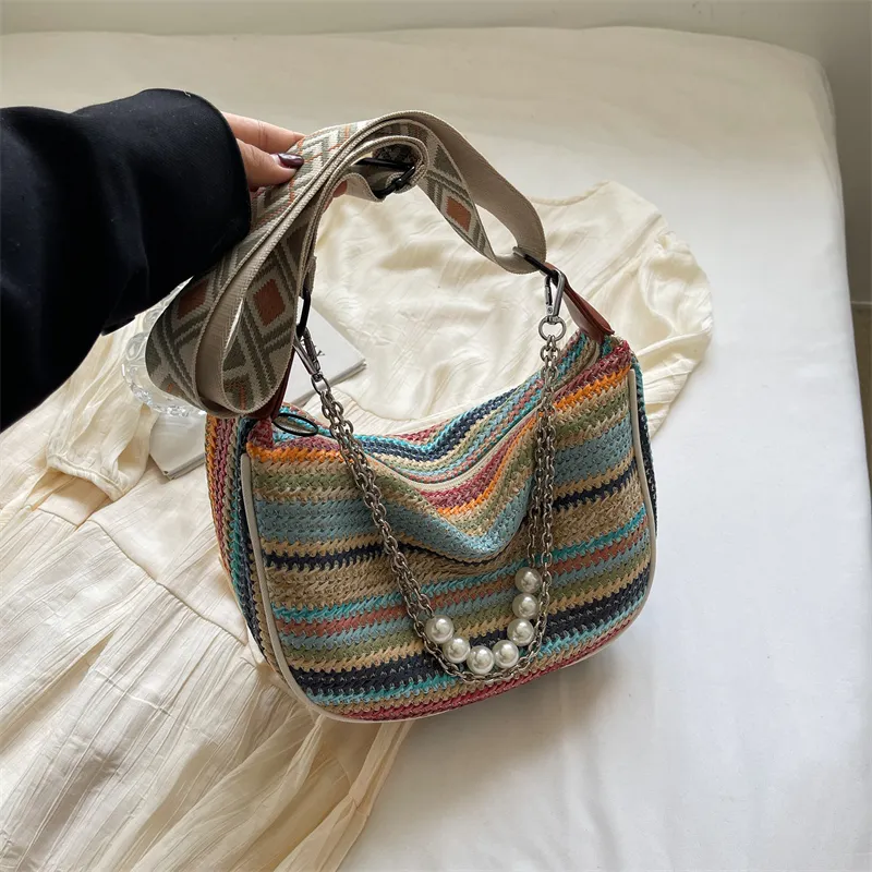 Yalu Fabric Handbag, Crossbody Bag, Shoulder Bag Regular Women's Pearl Black/Pearl White/Black/White-5