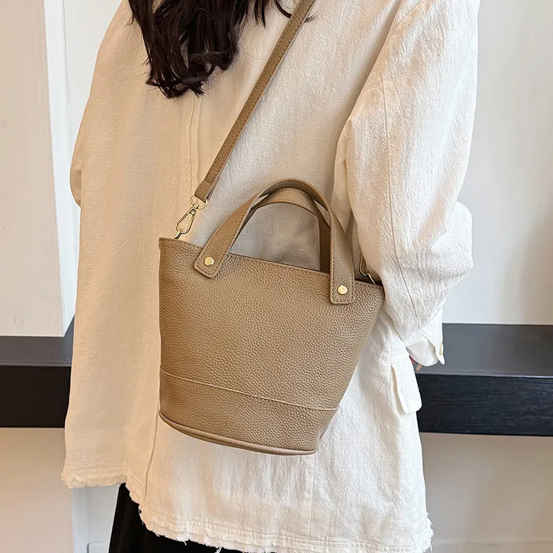 Yalu Top Grain Cow Leather Bucket Bag, One Shoulder Handbag Regular Women's Multicolor-19