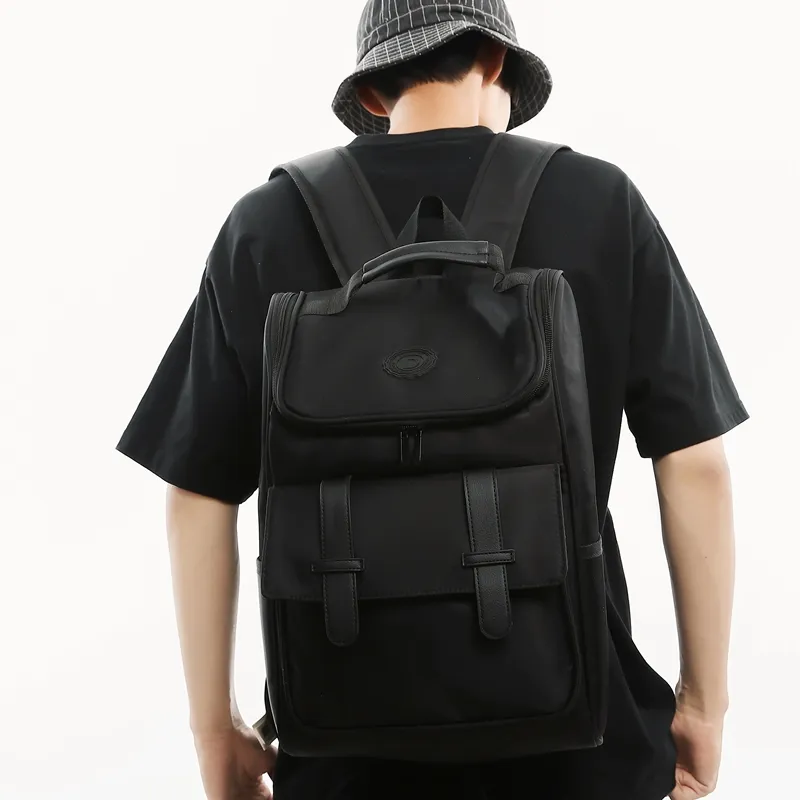 Yalu Oxford And Mesh Backpack Regular Unisex Black-3