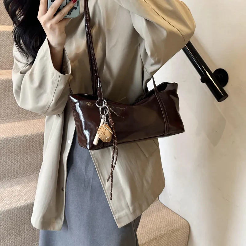 Yalu PU Shoulder Bag Regular Women's Coffee/Burgundy/Black/Khaki Brown-8