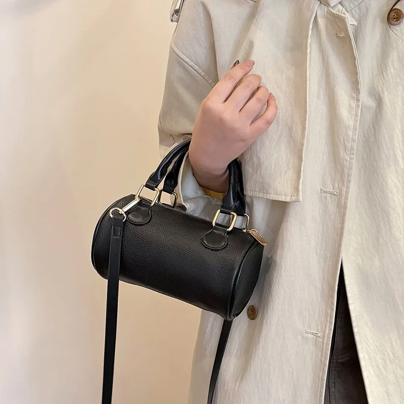 Yalu Cow Leather Cylinder Bag, Shoulder Bag, Crossbody Bag, Handbag Regular Women's Multicolor-2