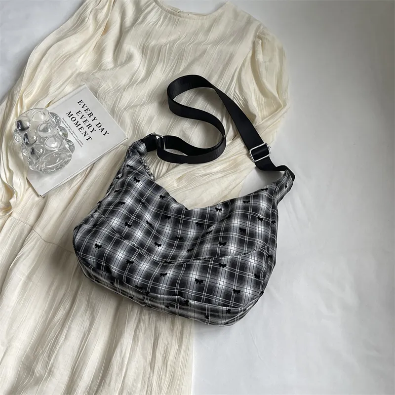Yalu Nylon Portable Crossbody Bag, Shoulder Bag Regular Women's Polka Dot/Plaid-8