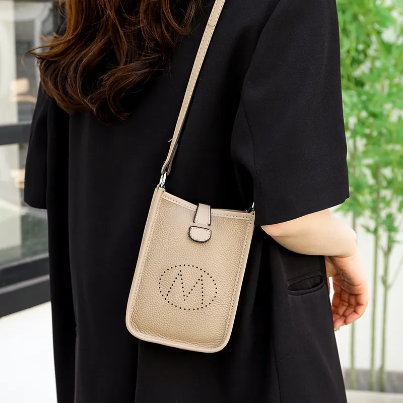 Yalu Cow Leather Fashion Crossbody Bag Solid Color Korean Style Cell Phone Shoulder Bag Regular Women's Multicolor-12