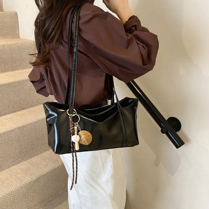 Yalu PU Shoulder Bag Regular Women's Coffee/Burgundy/Black/Khaki Brown-18