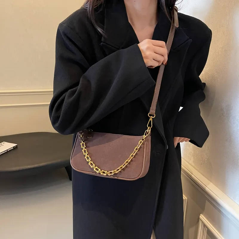 Yalu Suede Shoulder Bag Regular Women's Coffee/Burgundy/Brown-1