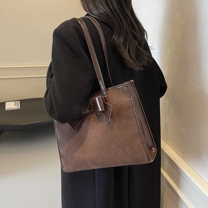 Yalu Leather Velvet Handbag, Shoulder Bag Regular Women's Burgundy/Coffee/Brown-8
