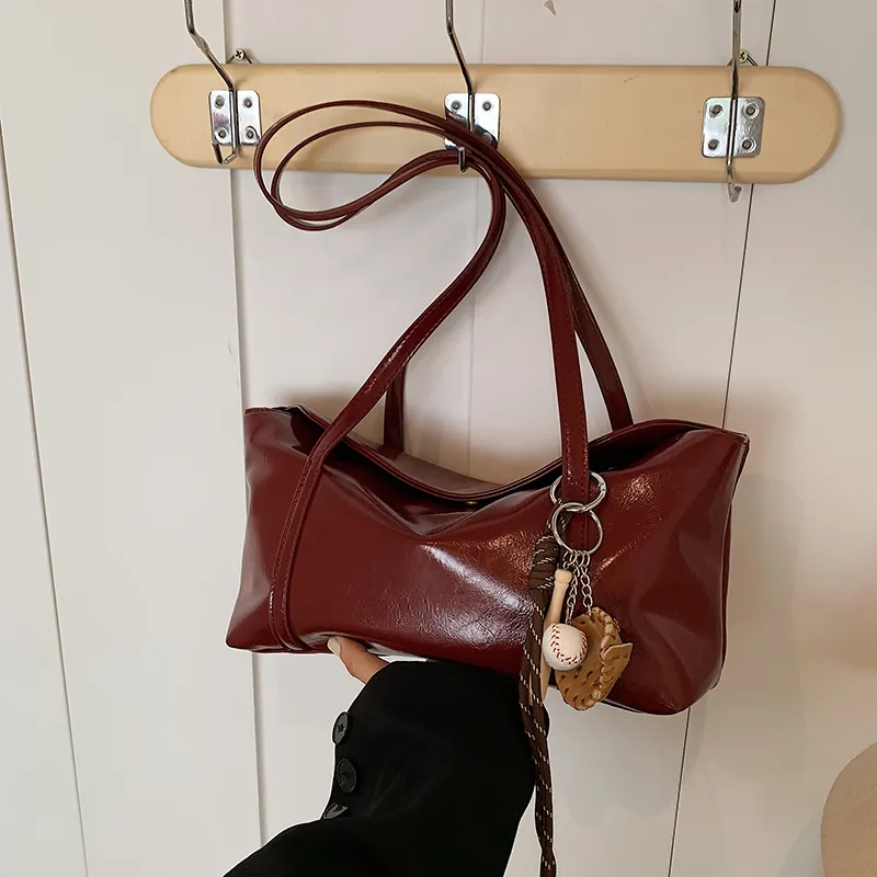 Yalu PU Shoulder Bag Regular Women's Coffee/Burgundy/Black/Khaki Brown-14