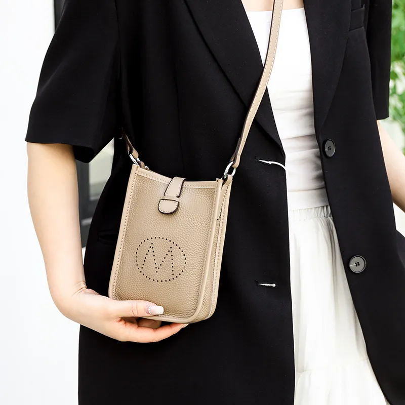 Yalu Cow Leather Fashion Crossbody Bag Solid Color Korean Style Cell Phone Shoulder Bag Regular Women's Multicolor-13